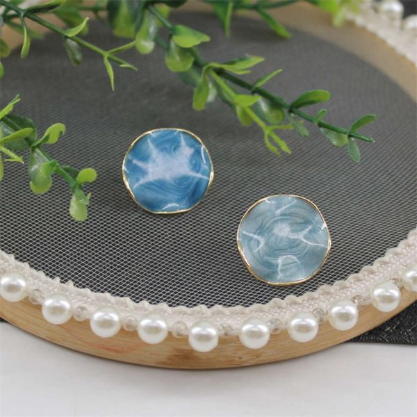 

blue white earrings personalized color contrast fashion trendy simple glaze