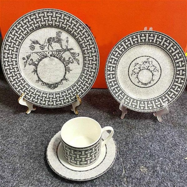 

european-style bone china ceramic plate set gray dinner plates and dishes dinnerware nordic kitchen porcelain tableware cake &