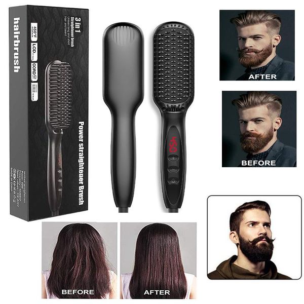 

electric hair brushes 2021 professional comb brush beard straightener multifunctional straightening curler fast heating styler