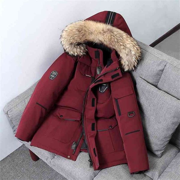 -30 Grad Daunenparkas Schneejacke Männer Winterjacke Weiße Ente Daunenparkas verdicken Mantel Fell Kapuze dicke warme Windjacke Männer 210810