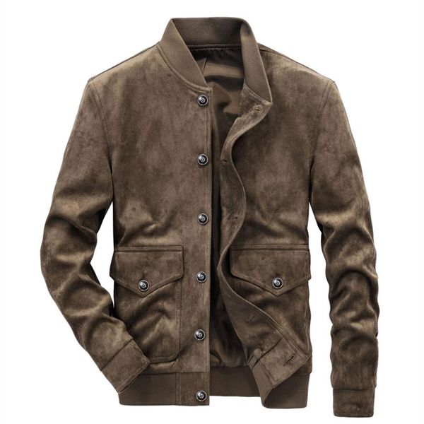 

men's jackets autumn and winter deerskin velvet frosted slim fit jacket oversized male casual stand up collar handsome outerwear, Black;brown