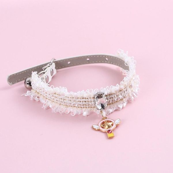 

hand woven cat fairy collar bell pet scarf white collars & leads