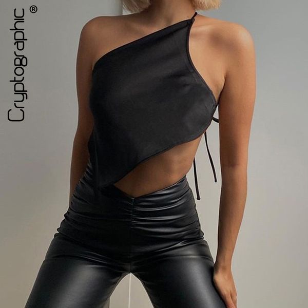 

cryptographic chic fashion summer bandage halter crop for women baless bla cropped feminino streetwear, Black;white