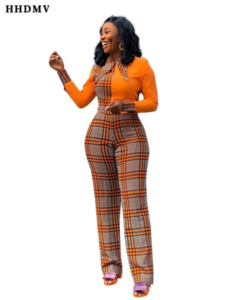 

women's jumpsuits & rompers hhdmv women 2021 spring fashion high street tooling style long sleeve lapel plaid printed pants, Black;white