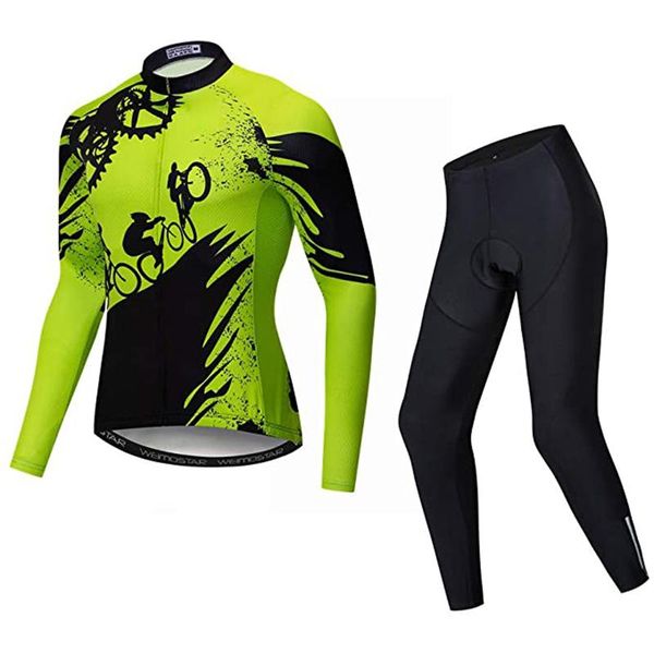 Set da corsa da uomo in bicicletta da uomo in bicicletta jersey abbigliamento bicicletta pantaloni a maniche lunghe estate bicicletta da equitazione sportiva stretta da corsa mtb skinsuit