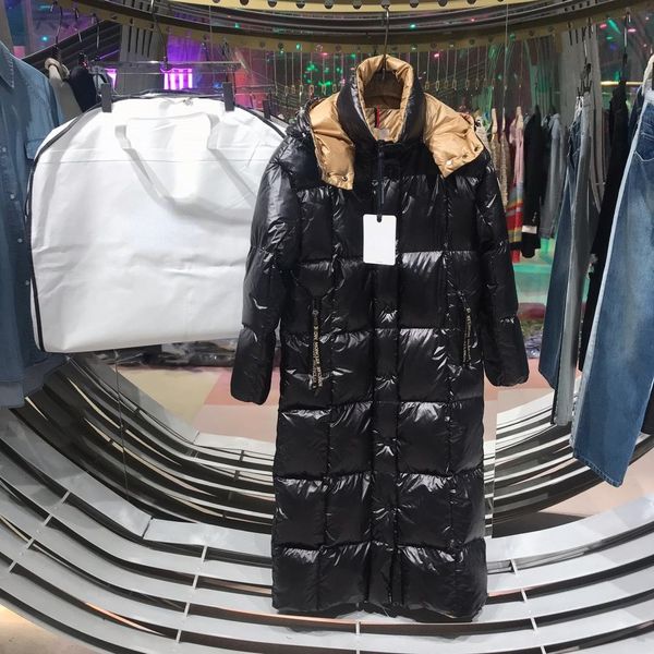 

women's down jackets fashion design with letter logo long coats windproof parkas warm jacket clothing, Black