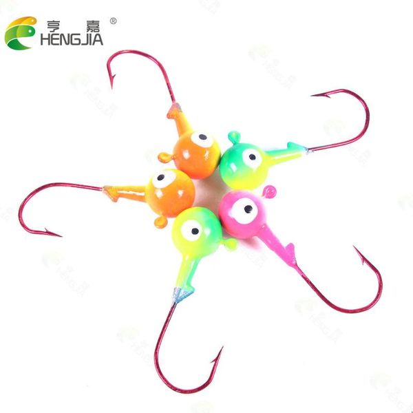 

7g 10.5g luya lead head hook set colored fish barbed bait off the 5pcs fishing catch sea hooks