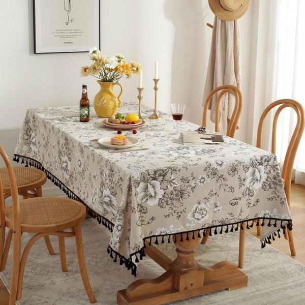 

table cloth peony printed tablecloth rectangular cotton linen cover home kitchen banquet wedding dining