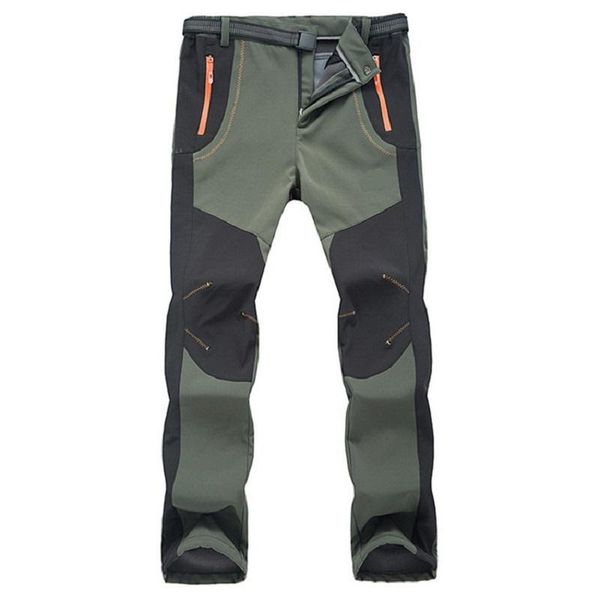 

men's pants 2021 winter men women warm fleece cargo quick dry softshell trousers waterproof windproof thermal outdoorcamp sweatpants, Black