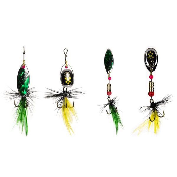 

10pcs fishing spinner lures baits with box shrimp squid tail kit bionic feather bait tools hooks