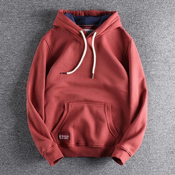 

men's hoodies & sweatshirts 2021 solid color simple pullover hoodie autumn and winter plush thick leisure clothes outerwear 347, Black