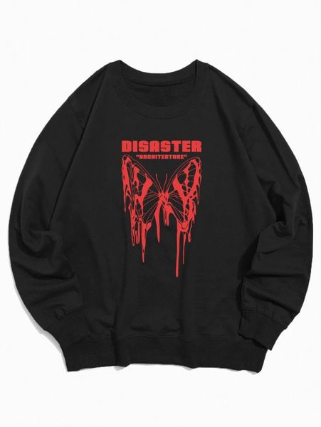 

romwe guys letter butterfly graphic sweatshirt u7wp#, Black