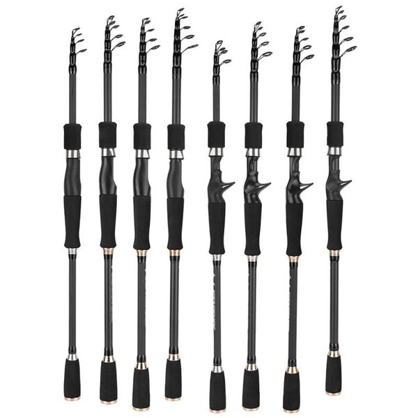 

lure fishing pole black carbon fiber rod ultra light portable travel pikestaff handle tools boat rods