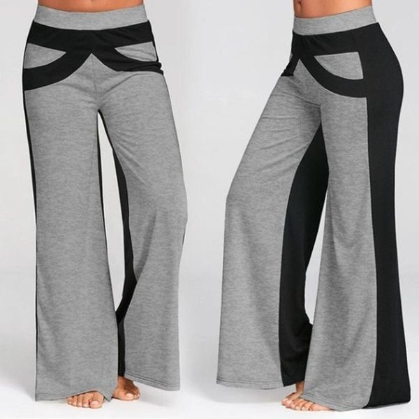 

women's pants & capris striped patchwork loose casual wide leg summer women fashion leisure indoor sport cotton high waist street trous, Black;white