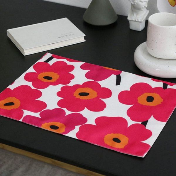 

mats & pads flower pattern double thicken placemats heat-resistant washable table dining cup mat kitchen accessories