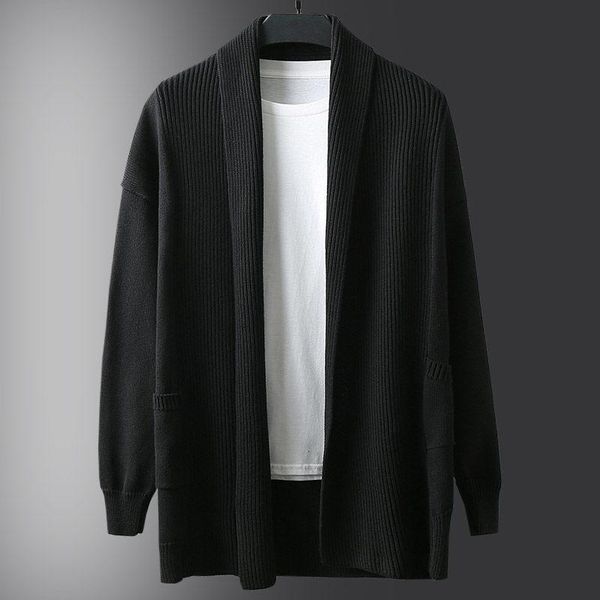 

men's sweaters 2021 spring autumn long sleeve cardigan jackets male casual loose knitted coats men solid color sweater outerwear w712, White;black