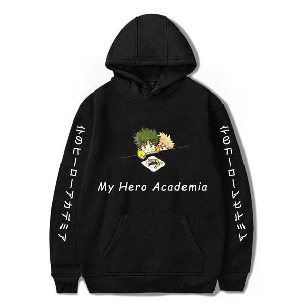 

men's hoodies & sweatshirts my hero academia boy's casual japanese fashion cool comfortable streetwear cartoon male loose hoodie, Black