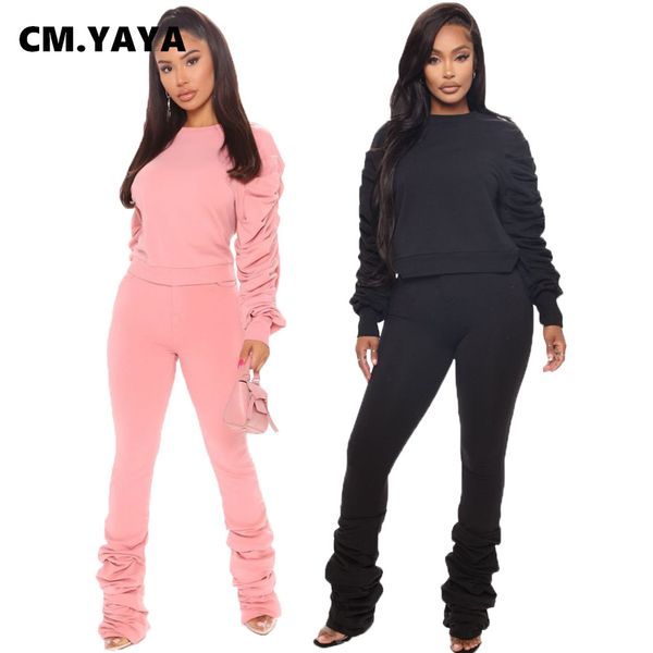 

streetwear sweatsuit womens set staed sleeve sweatshirt ruched pants set active trasuit two piece fitness outfitby air, White