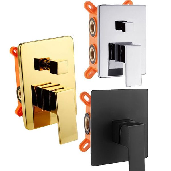 

black golden brass shower faucet mixing valve 1-2-3 ways concealed embedded box wall mount bathroom sets