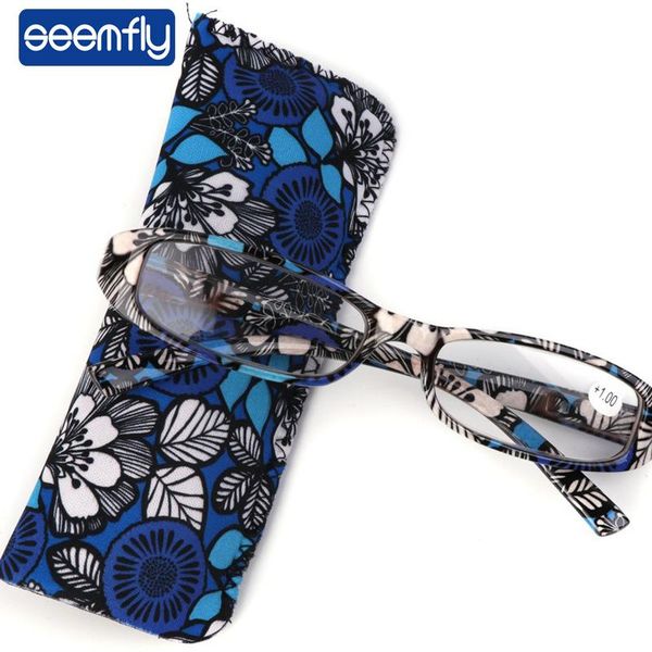 

seemfly reading glasses men portable fashion presbyopic with bag women elegant red far sighted eyewear +1.0 to 4 sunglasses, White;black