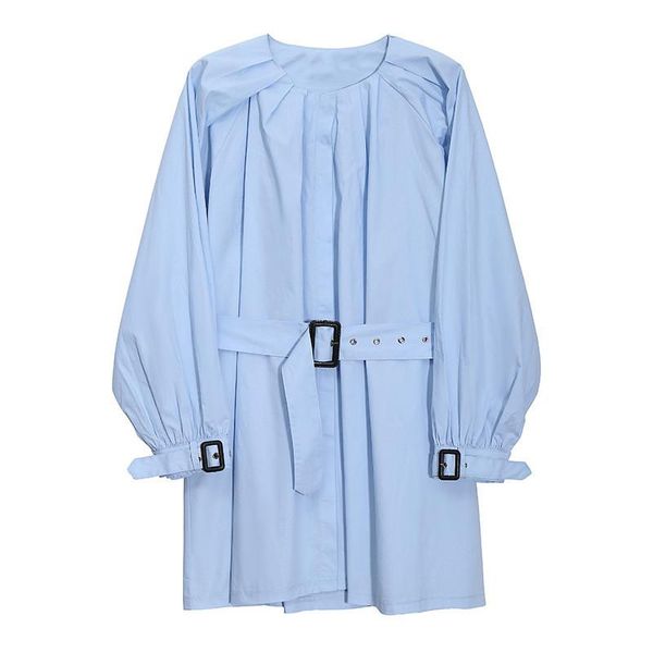 

women's blouses & shirts france style autumn shirt women solid color sashes o-neck full sleeve loose casual pollover oversize female w, White