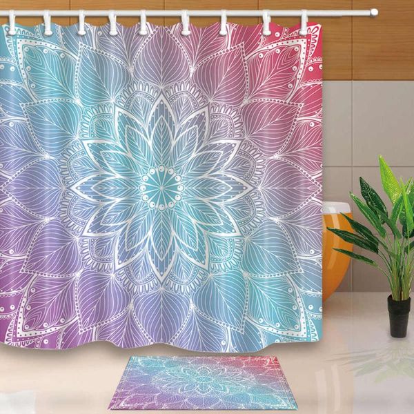 

shower curtains mandala bohemian decorations waterproof moldproof polyester fabric washable eco-friendly with 12 hooks