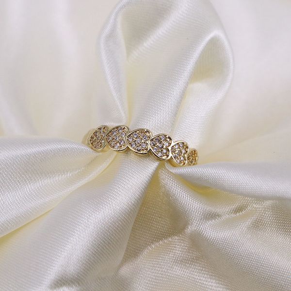 

5pcs 2021 fashion gold color cz women wedding crystal zircon heart open ring whole party jewelry femme bijoux, Silver