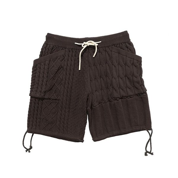 

/ men's wear 2021 summer tide knitting shorts male's elastic waist casual knee length pants with double pockets 9y2348, White;black