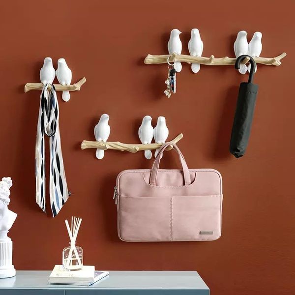 

hooks & rails resin birds figurine wall decorative home decoration accessories key bag coat rack clothes towel hat handbag holder