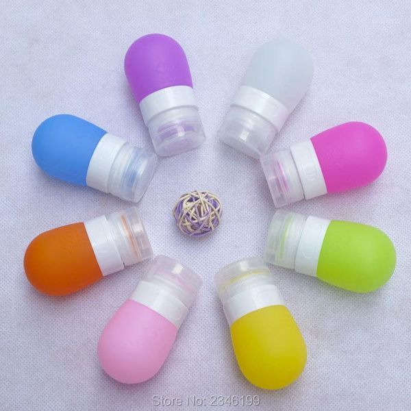 

storage bottles & jars 30pcs/lot portable travel silica gel cosmetic refillable with flip cap, lotion cream empty colored bottle