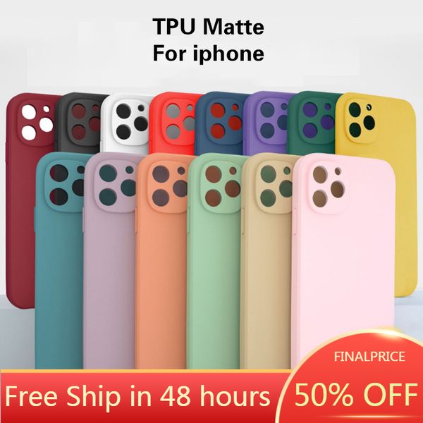 

(+ hydrogel film) full protection phone ca cute matte solid candy soft cover iphone 12pro max 11pro x xr 11 xs max 7 8 cases