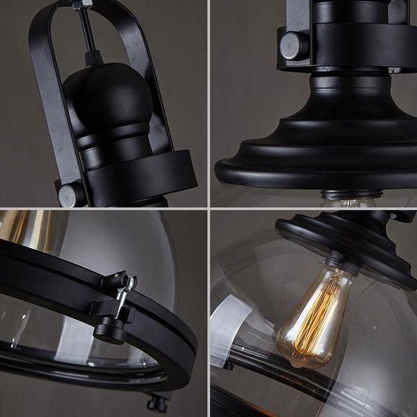 

nordic restaurant vintage industrial bar counter cafe glass chandelier american style kitchen hanging lamps black lamparas home pendant