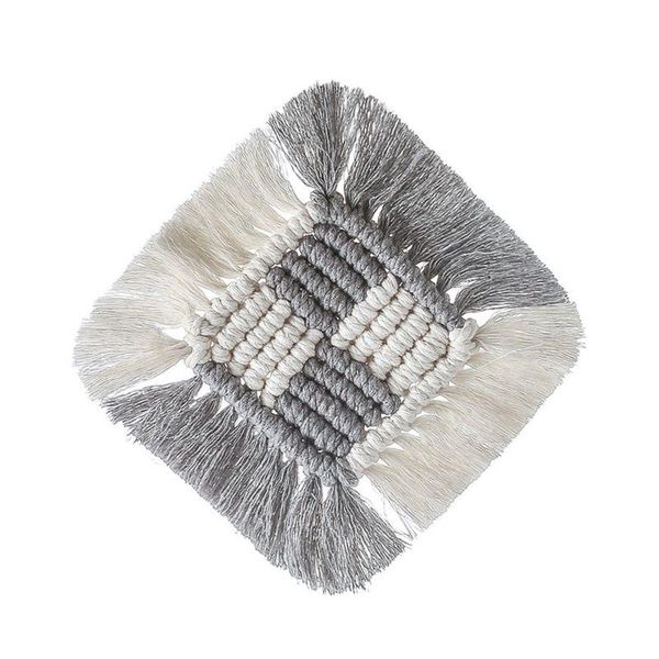 

mats & pads handmade woven macrame cup pad bohemia table mat cotton braid insulation for kitchen decoration home decor