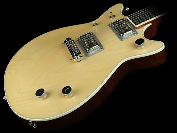 G6131MY Malcolm Young II Signature chitarra elettrica in acero naturale doppia spalla mancante, corpo in mogano, cordiera avvolgente, hardware cromato