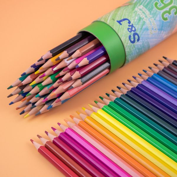 Pintura penas tubo colorido lápis conjunto estudante desenho 12,18, 24, 36 cores lápis colorir desenhar liderança de cor