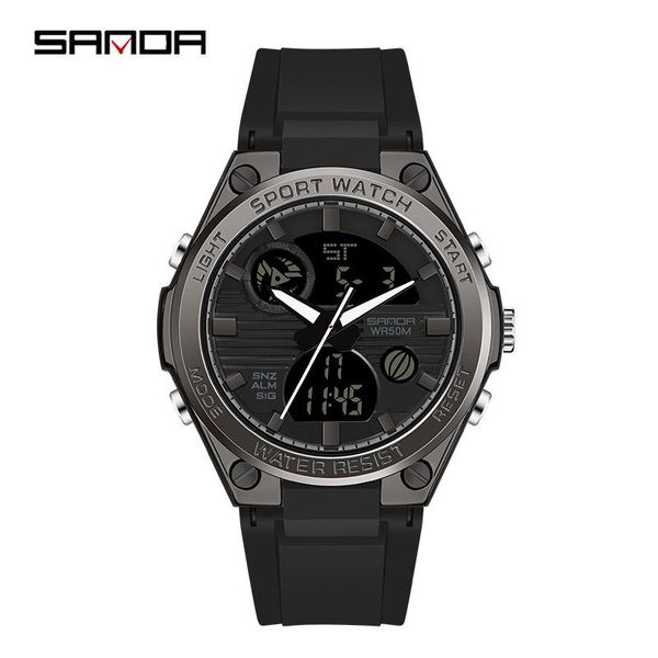 

wristwatches sanda brand watches men women students waterproof running seconds calendar luminous quartz electronic watch sports outdoor, Slivery;brown