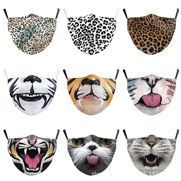 

high-quality masks 3d leopard print animal mouth funny three-dimensional printing mask, adult, mask