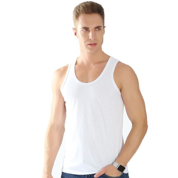 Tanktop für Herren, Sommer-Tanktop, einfarbig, weicher O-Ausschnitt, Übergröße XS bis XXL