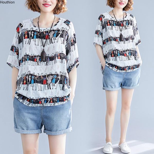 

women's t-shirt short-sleeved women fashion plus size loose cotton t-shirts summer cartoons o-neck korean tshirt houthion, White