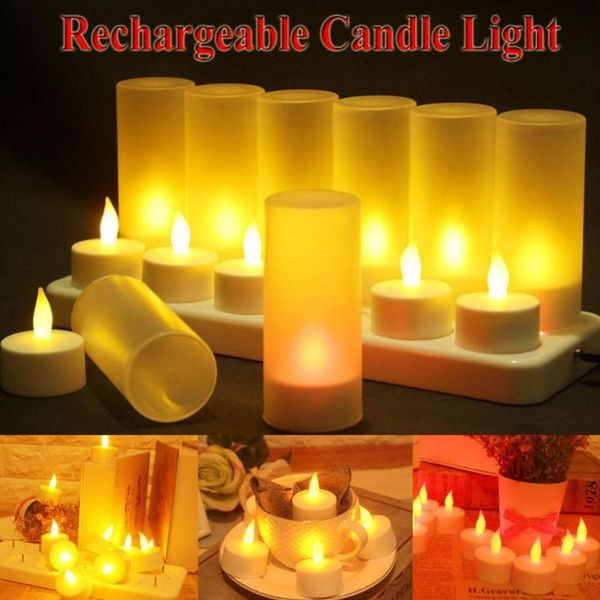 

candle light led rechargeable lamp night simulation flame tea for home wedding decoration candles