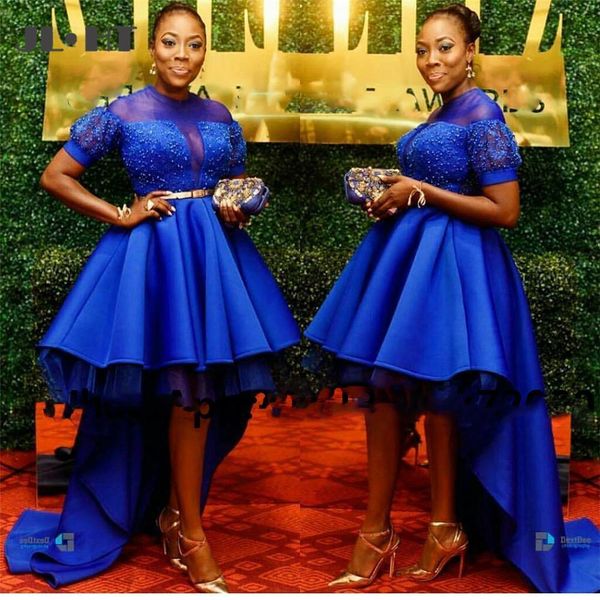 

royal blue prom dresses 2021 short sleeves custom made plus size beaded jewel neck evening party gown vestidos appliqued formal occasion wea, Black