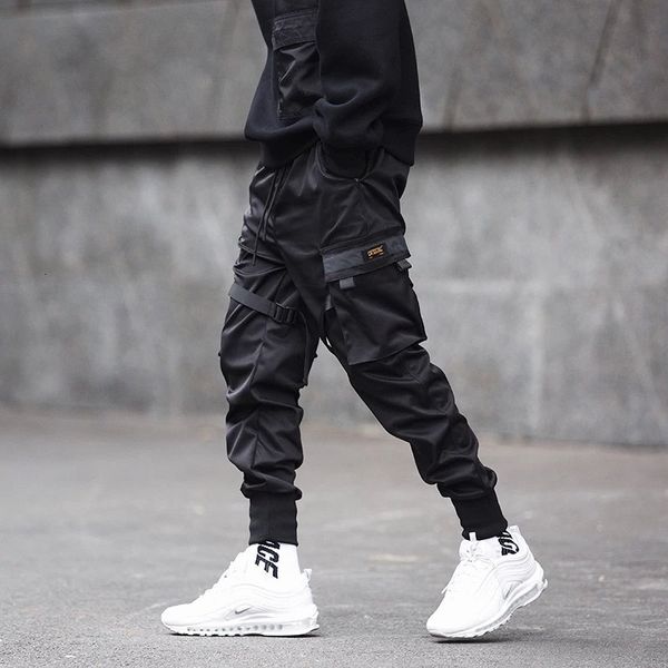 

men's pants clothing 2021 streetwear casual loose black cargo hip hop fashion pocket elastic strap slim 8cy0