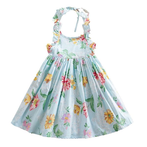 

new style childrens wear summer woven dress girl sleeveless backless dress, Red;yellow