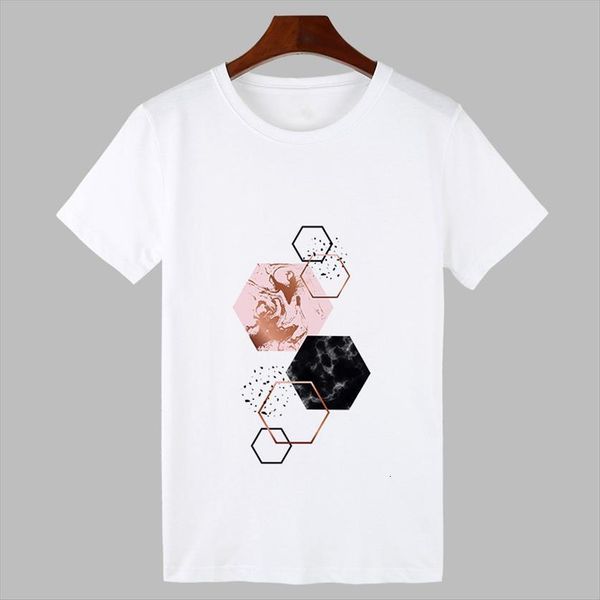 

vogue geometry printed womens t shirt short sleeve summer harajuku 90s streetwear female, White