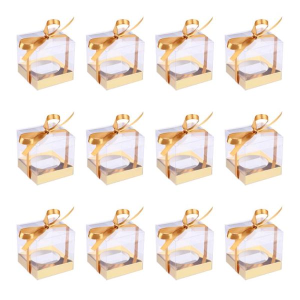 

gift wrap 12pcs dessert packing boxes pvc baking clear cupcake with ribbon