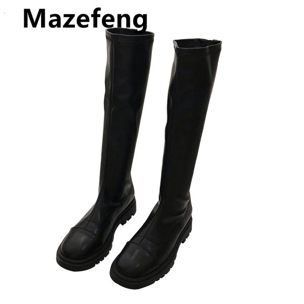 

boots brand spring fashion women winter heels quality long comfort mujer thigh high boot botas zipper knee-high 6epb, Black