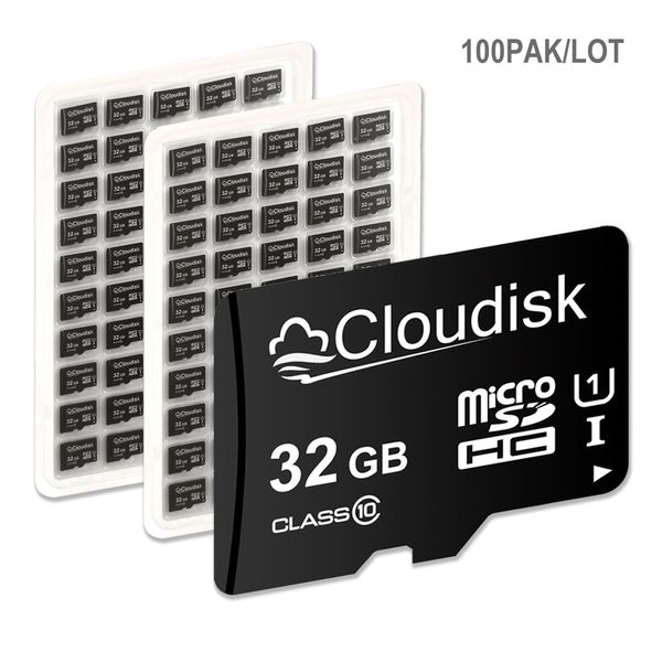 Bulk 100pack Cloudisk Micro SD Cartão 16GB 32GB 64GB 128GB 256GB 512GB 1TB Classe 10 Real Capacidade MicroSD Cartão 1GB 2GB 4GB 8GB Classe 4-Classe 10 Cartão de memória