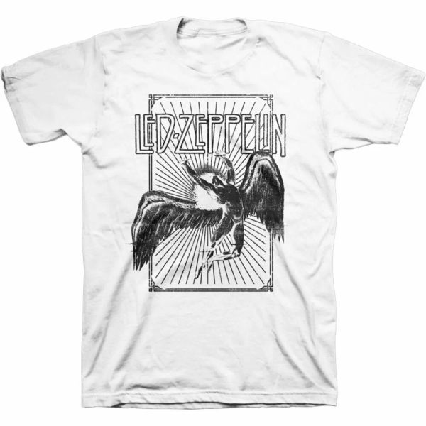 

led zeppelin icarus burst licensed men t-shirt, White;black