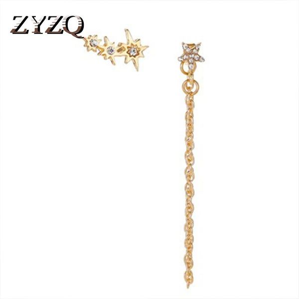 

stud zyzq arrival elegant earrings for women with cute star&moon design ear line wholesale daily wear accessories, Golden;silver