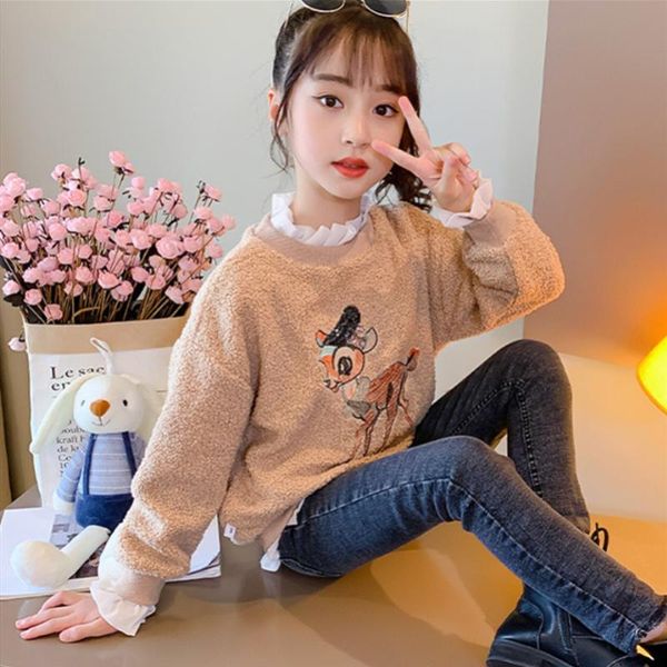 

hoodies & sweatshirts girls' kids underwear 2021 princess plus velvet thicken winter autumn cotton upper garment children's clothi, Black